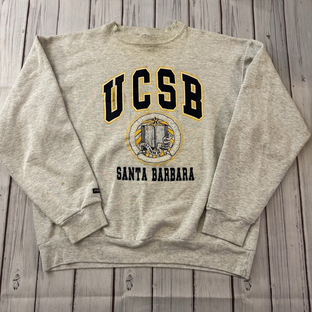 Vintage UCSB Santa Barbara Jansport Sweatshirt‎ Gray Made USA XL College Cozy